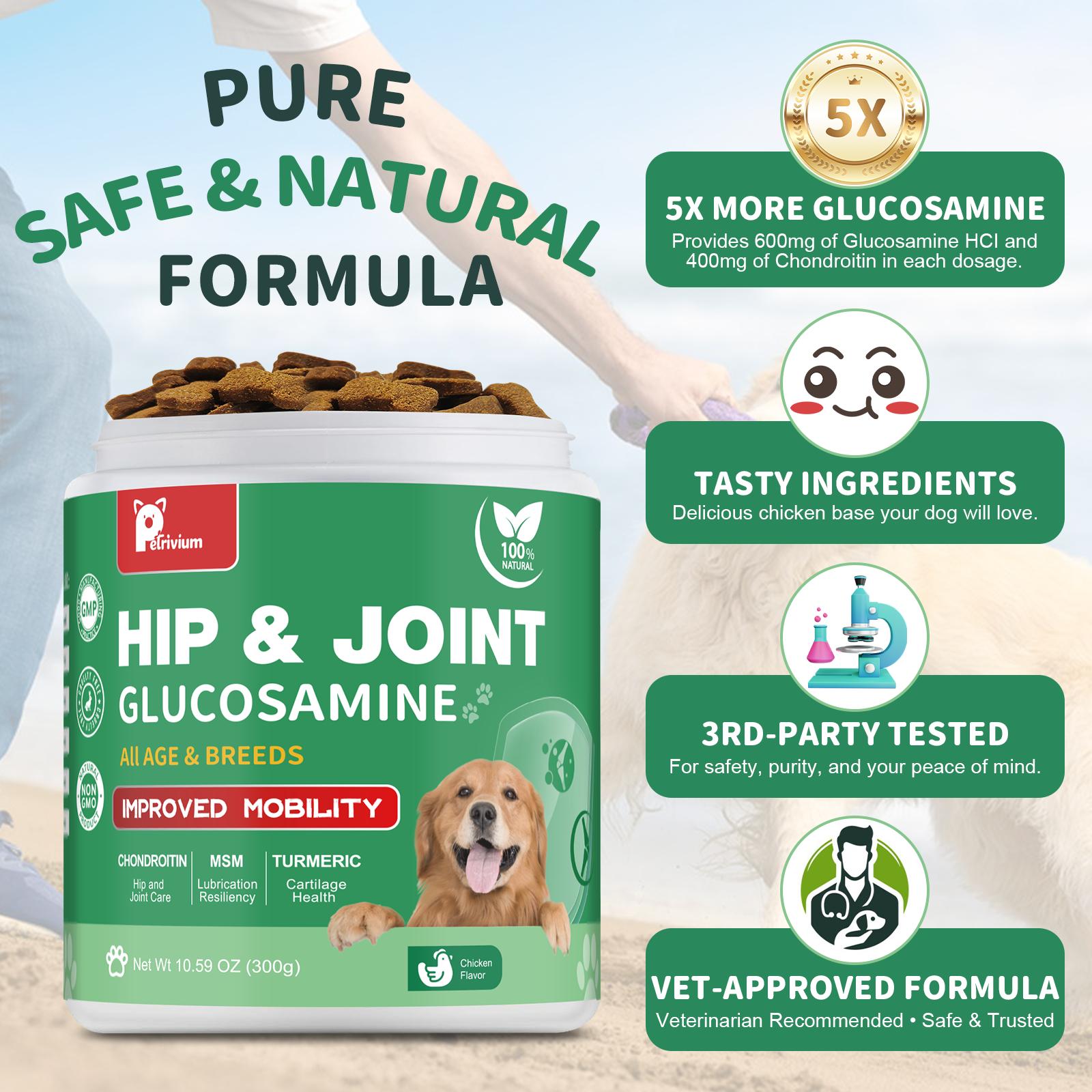 Hip & Joint Care Chews-Dog Joint Supplement for Mobility-Chicken Flavor,All Age&Breeds