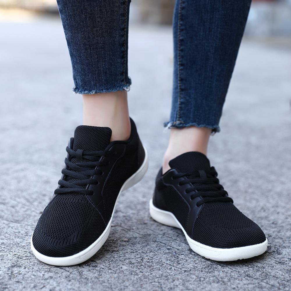 Women's Barefoot Style Slip On Sneakers with Wide Toe Box Zero Drop Sole Non Slip Lightweight Breathable Fabric Low Top Casual Trainers Perfect for Beach Outdoor Activities Walking Running