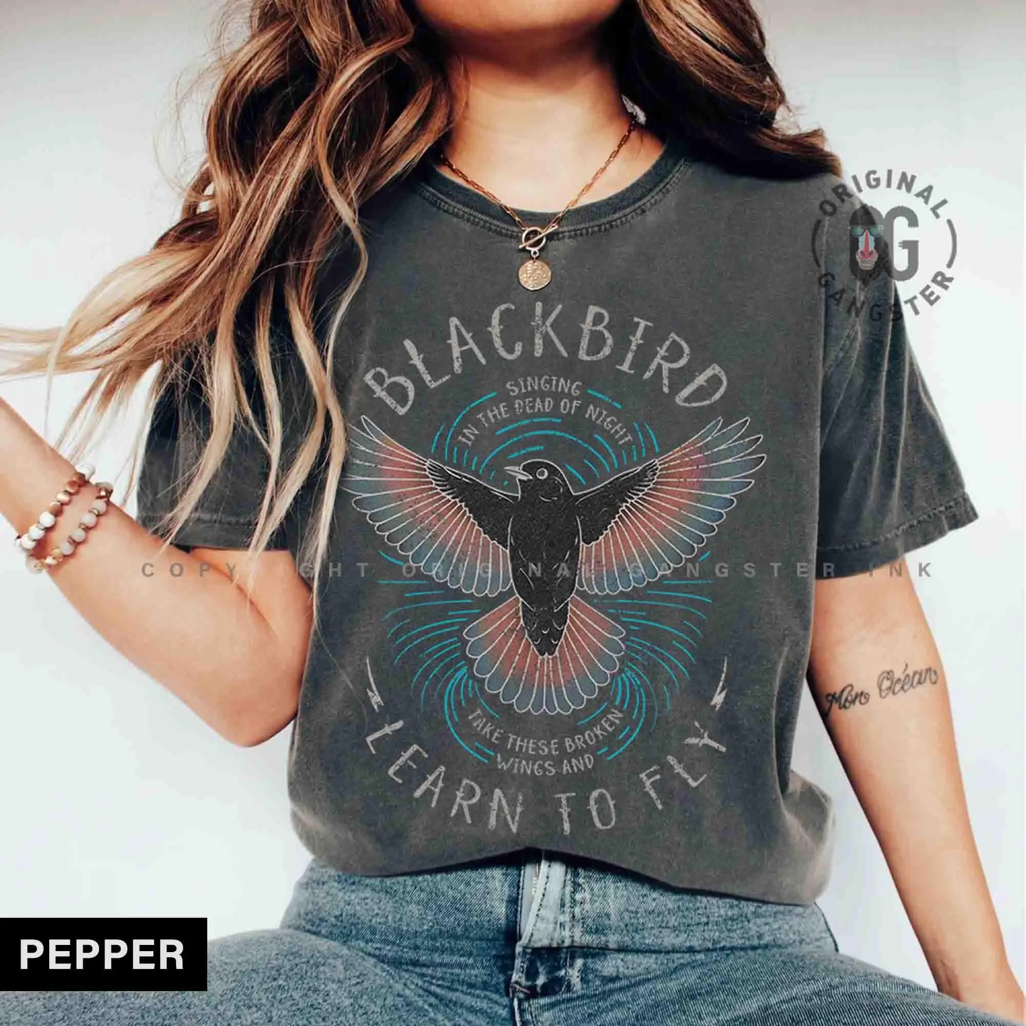 Comfort Colors Blackbird Shirt. Old School Rock Band Shirt, Trendy Tee. Retro Music Shirt, Concert shirt, Song Lyrics beatle tee.