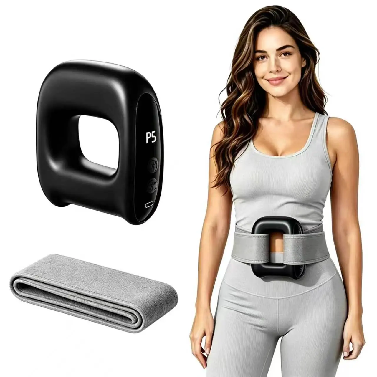 YICF Portable Deep Tissue Vibration Massage Belt - 55-in Adjustable, Cordless Wireless Recharge, 5-Speed Modes, Waist/Back Fit Muscle Relaxation, Thoughtful Gift for Parents (Sports & Outdoor Fitness Accessory)