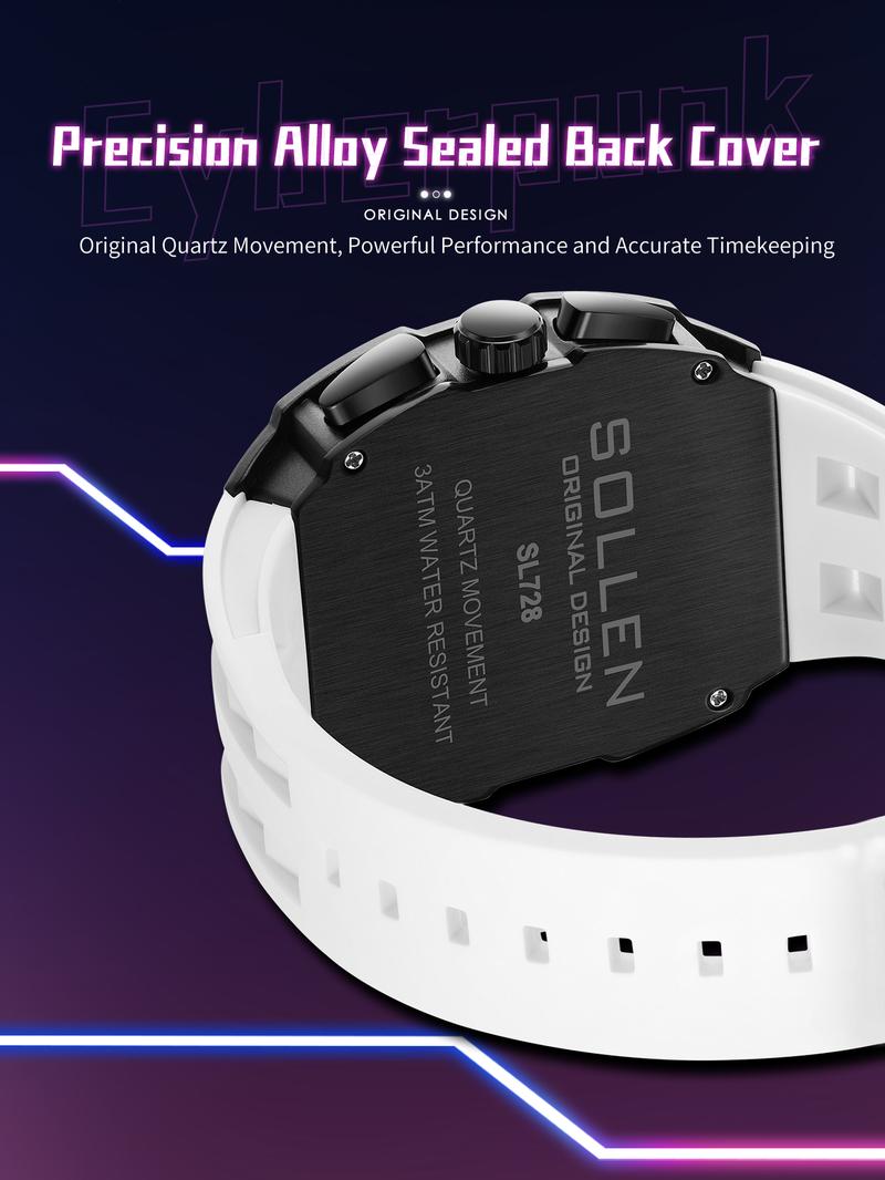 SOLLEN 728 Men's Rainbow Luxury Cool Watch Multi-functional Chronograph Waterproof Night Light Function Valentine's Day Gift SOLLEN 728 Men's Rainbow Luxury Cool Watch Multi-functional Chronograph Waterproof Night Light Function Valentine's Day Gift