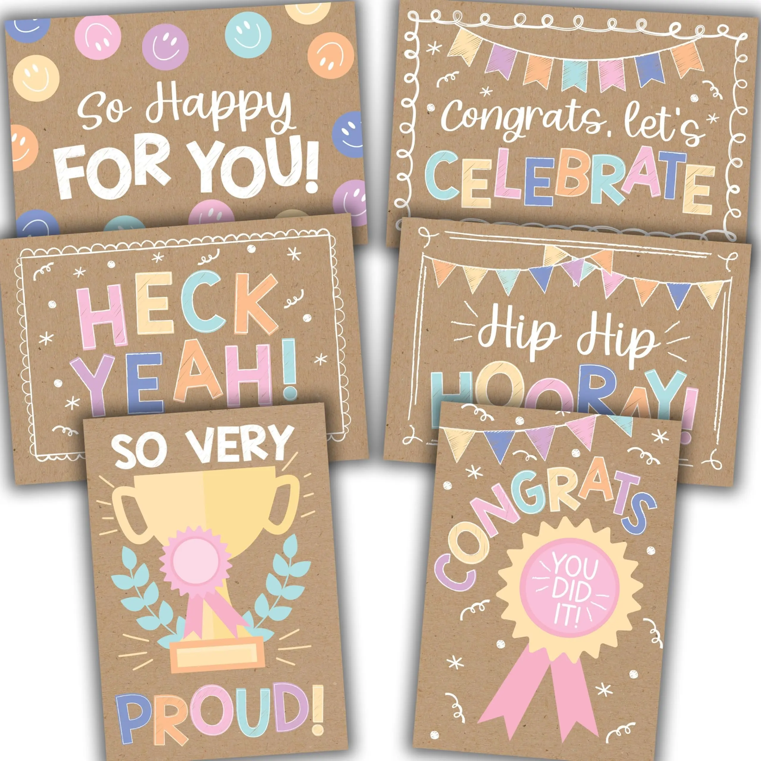 Hadley Designs 24-Pack Folded Greeting Cards Assortment, 4x6 in with Envelopes, Durable Cardstock, Vibrant Colors, Graduation Cards Pack for Birthdays