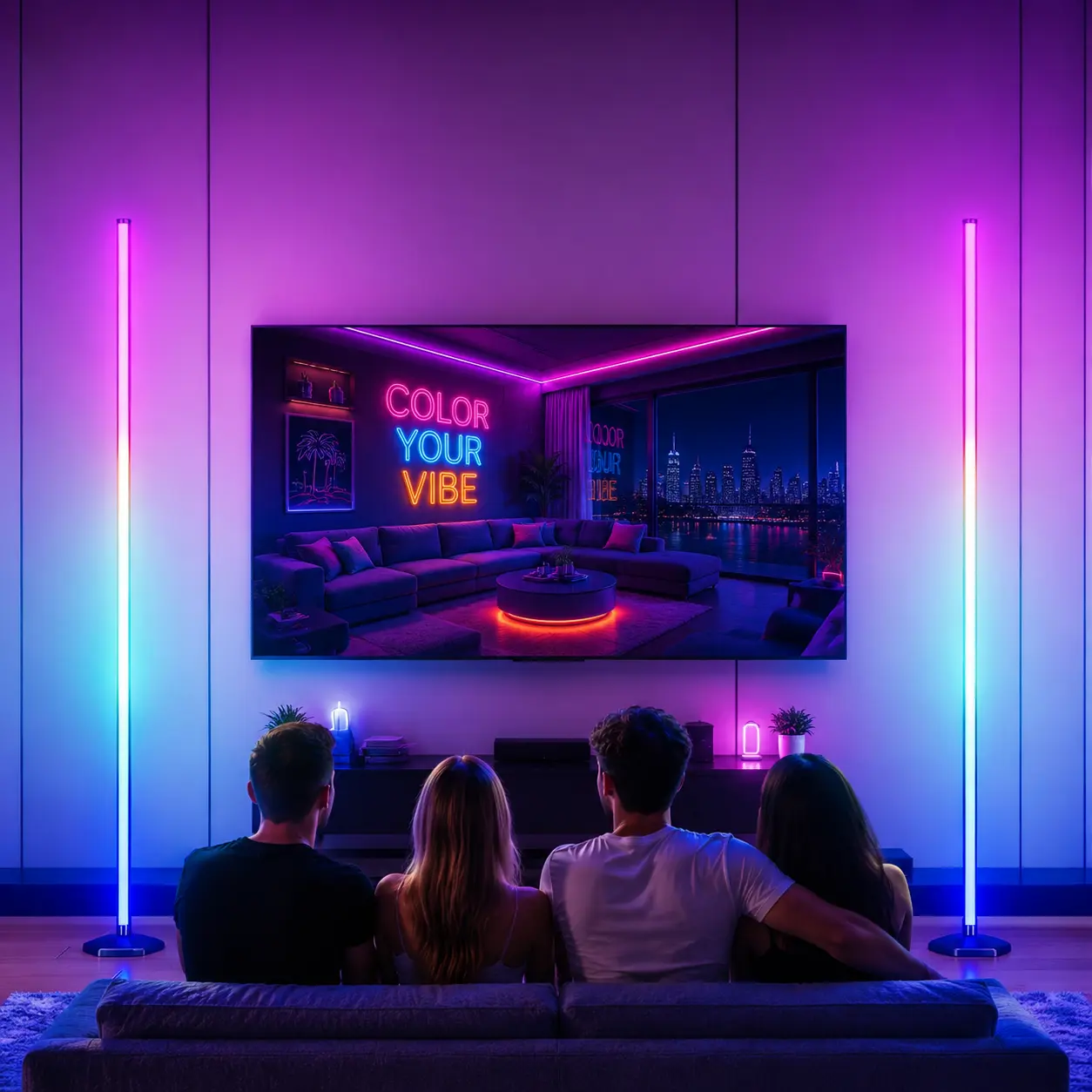 Yocrostar RGBIC Corner Floor Lamp - Minimalist Style.Supports App and Remote Control, featuring Stepless Dimming, Timer Functions, and Music Sync Modes.Ideal for Living Rooms, Bedrooms, Game Rooms, Home Offices, and Party Decor