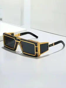 Men's Futuristic Punk Square Sunglasses - Advanced Metal Frame Tech Style Shades, Personality Street Fashion UV400 Protection, Ins Trendy Outdoor Glasses （Bullet Points）