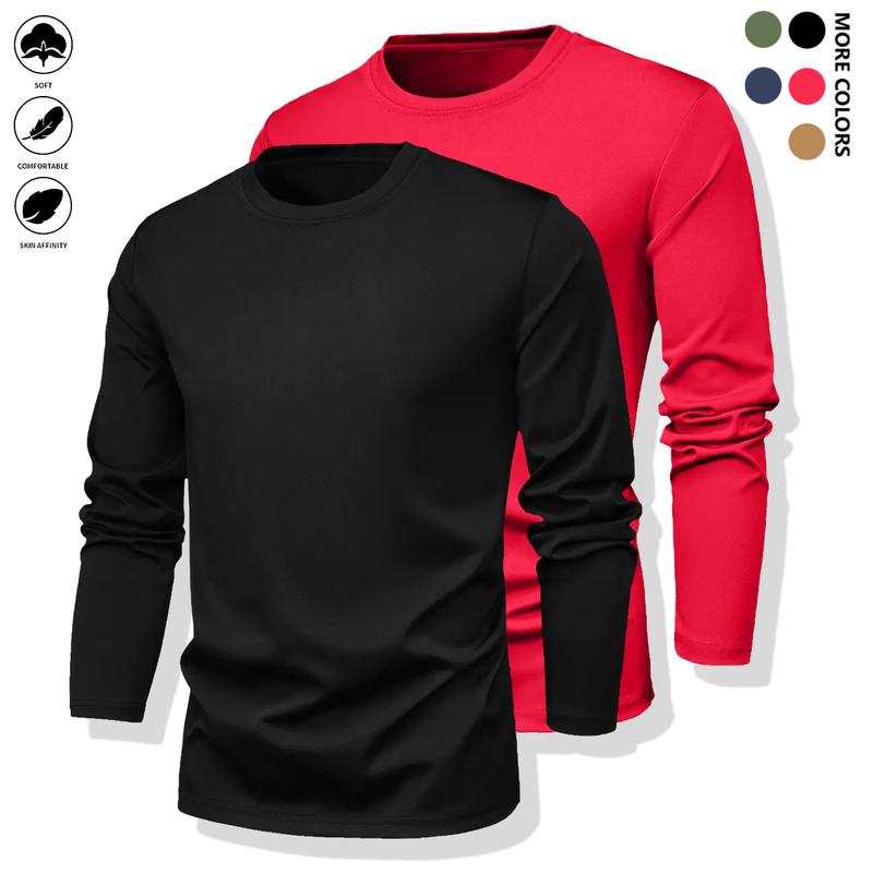 Men’s Long Sleeve T-Shirts – Quick-Dry Gym Shirts with Moisture-Wicking Fabric, Color Options for Workouts, Running, Casual Wear – Breathable Athletic Tops for Active Lifestyles, Workout Shirts, Running Gear, Round Neckline, Stretchy Material