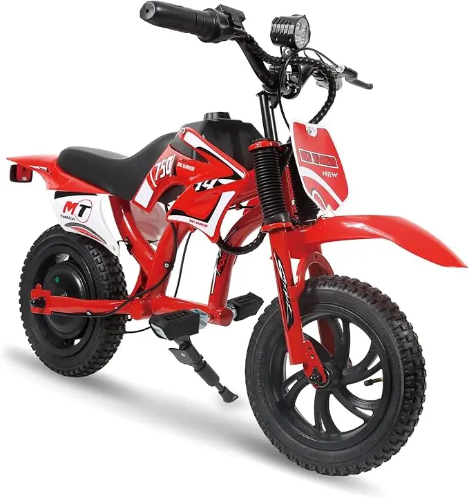 C6 Electric bike for Kids Ages 3-12, 200W Motor Up to 10 MPH, 7.5 Miles Long Range, Dual Disc Brakes & LCD Display, 25.2V 2600mAh Battery, 2-Hour Runtime, Sturdy Aluminum Steel Frame, Max Load 110 lbs, Unisex, Red/Blue