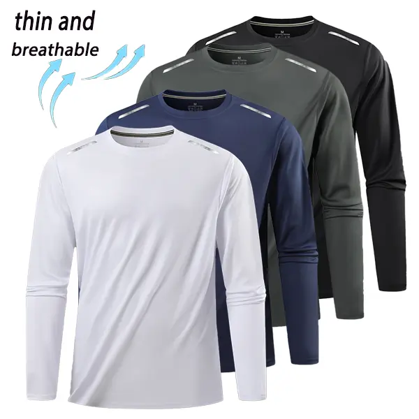Men’s long-sleeve T-shirt — highly breathable and quick-drying, suitable for fitness training, morning runs, or outdoor activities; provides all-around freedom of movement while keeping you dry and comfortable. Fitness tops, fitness sportswear, fitness T-