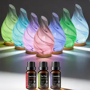 2-in-1 Flame led Humidifier 7 Color Gradient Lights, Timer Silent for house Bedroom Color-Changing Ultrasonic Control aromatherapy Diffuser Auto Off large fog volume fragrance diffuser colorful Essential Oil cool mist Smart RGB Lighting Aroma