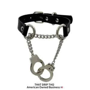 Handcuff Leather Choker Daily Wear Leather Necklace Choker Punk, gothic-inspired accessories slipchaincollarwomen necklaces choking necklace male accessories gothic jewelry necklaces for women collar