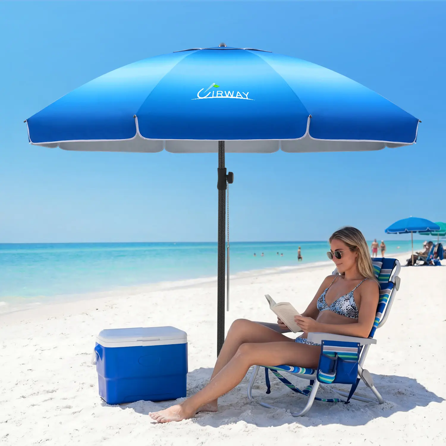 UIRWAY 7.5/8.5 FT Beach Umbrella, Heavy Duty Windproof Beach Umbrellas with Sand Anchor & Tilt, Sun Protection Portable Beach Umbrella with Carrying Bag for Beach, Patio Garden Pool Outdoor,home decor,camping essentials