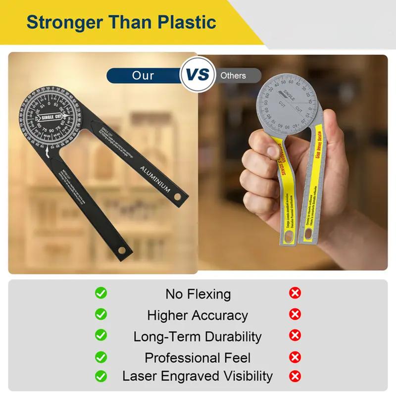 Aluminum Miter Saw Protractor for Woodworking, 360° Angle Finder with Laser-Engraved Scales Compatible with DW7084, Fits DW703, DW706, DW708, DW712, DW715, DW716, DW717, DW718, DWS780