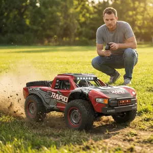 1:14 Scale 4WD High Speed Remote Control Car - RC Cars with Strong Grip Tires, Red & Blue Off-Road Design, Competitive Brushless Motor, Ideal Birthday or Christmas Gift