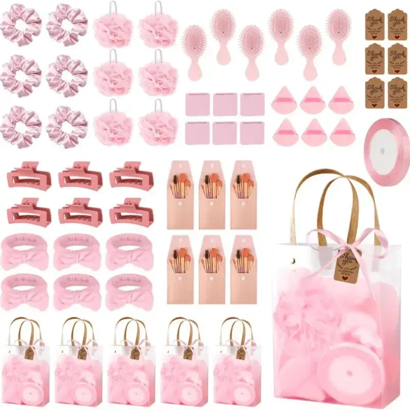 109pcs Shower Prizes for Winners Gifts Shower Favors Including Headband Hair Brush Compact Mirror Bath Sponges Powder Puff Hair Tie Claw Makeup Brushes creative party gifts  Party Favors,Celebration Prizes, Memorable Gifts birthday wed anniversary gift