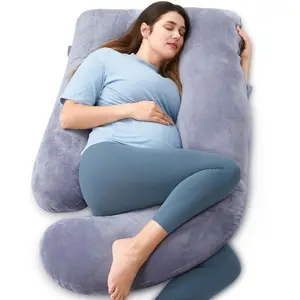 Momcozy Pregnancy Pillows for Sleeping, U Shaped Full Body Maternity Pillow with Removable Cover - Support for Back, Legs, Belly, HIPS for Pregnant Women, 57 Inch Pregnancy Pillow for Women, Grey C