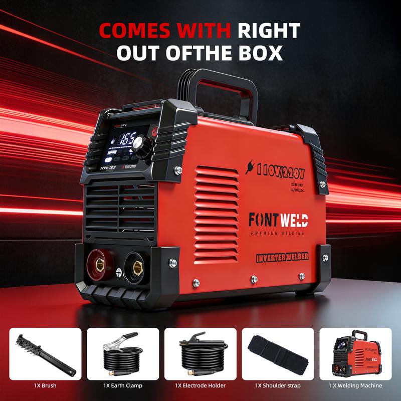 ARC-165A Dual Voltage 110V/220V Stick Welder, 165A 2-in-1 MMA/Lift TIG Welding Machine, IGBT Inverter with Digital Display, Includes 110V-220V Adapter