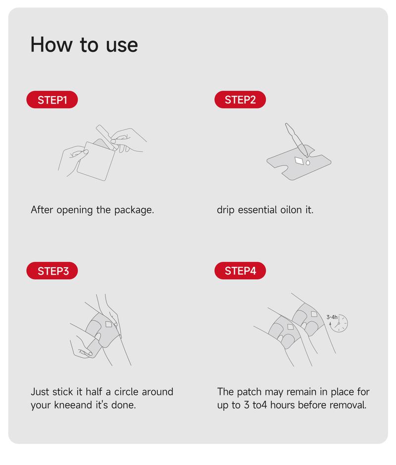 [4-Pack] Self-Heating Herbal Knee Patches with Ginger Oil - Deep Penetrating Joint Relief Kit for Stiffness & Cold Knees - Cordless Warm Compress Essential natural comfort Wellness Aromatherapy