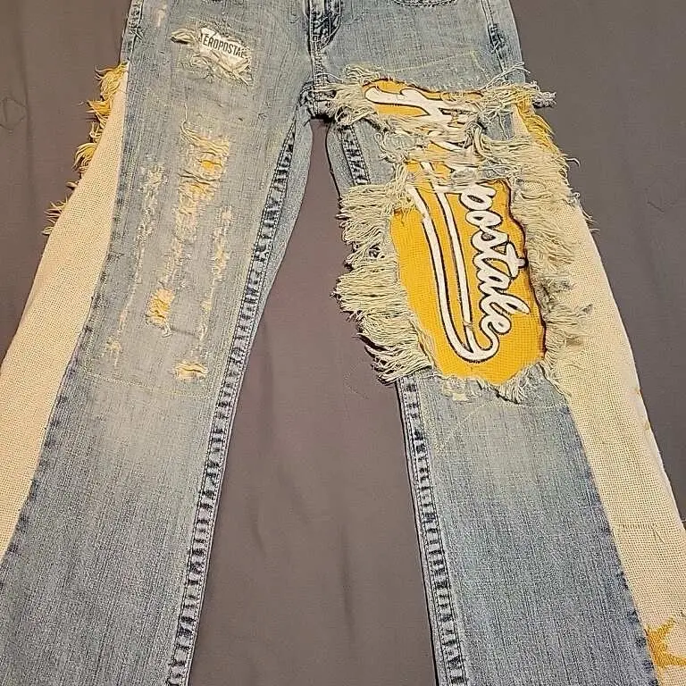 Vintage Aeropostale Women's Reworked Distressed Flare Jeans - Size 1 - Womenswear, Bottom