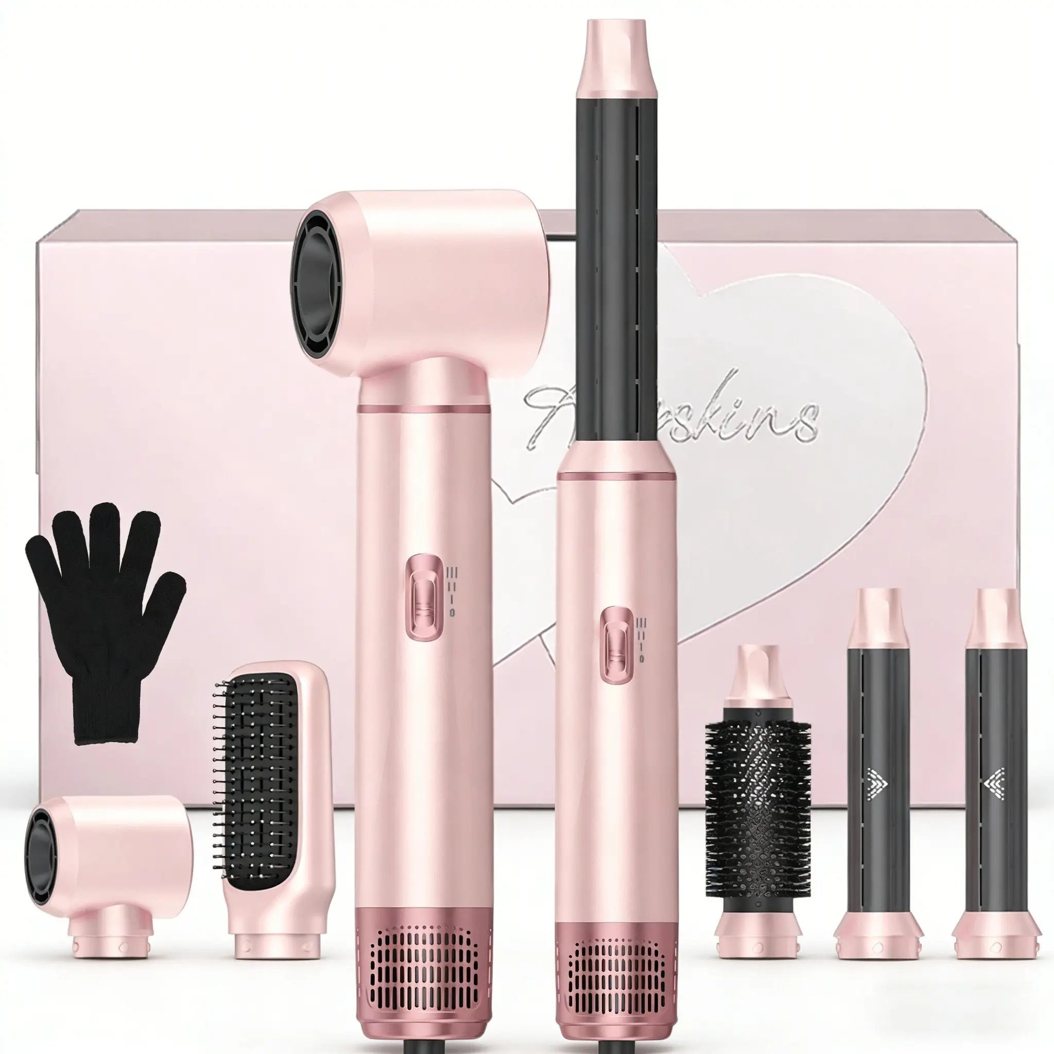 Hair Dryer Brush 5 in 1 Multi Functional Styler, Blow Dryer Brush Set Upgrade Hot Air Brush As A Gift for Straight/Curl/Drying/Smoothing Air Styler Curling Wrap Air Curler, Curling Iron Hair Styling Tools Multifunctional Styler