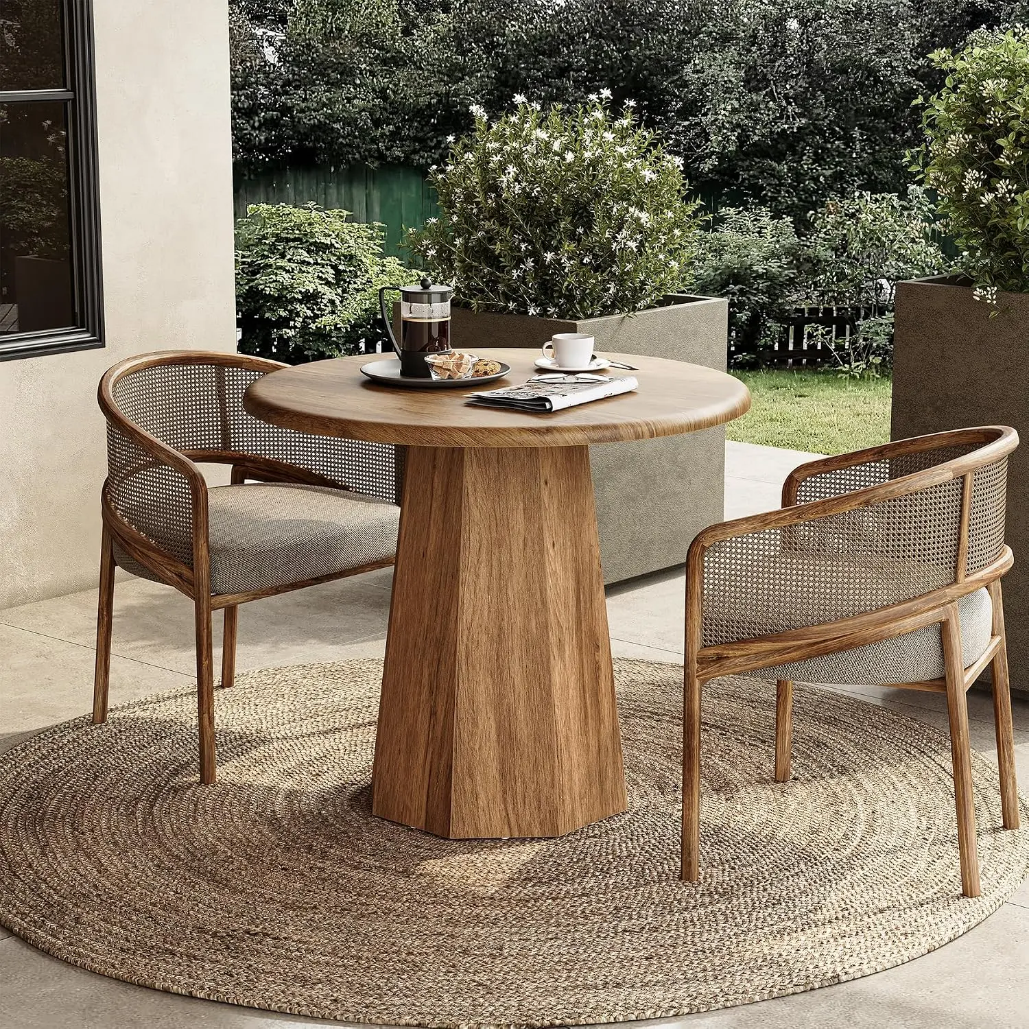 Tribesigns 31.5" Round Bar Table for 4, Wood Pub Table for Dining Room, Small Dinner Table with Wooden Tabletop and Octagonal Base for Apartments, Office & Restaurants, Deep Brown (Oak Brown) homedecor