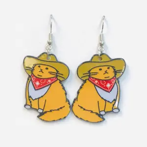 Cowboy cat earrings