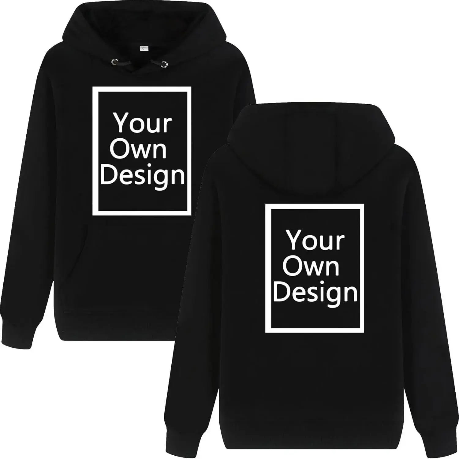 Classic Casual Menswear Hoodie - Unisex Tops with Custom DIY Front & Back Print, Personalized Design, Warm Fabric for Autumn Winter, Cotton, Round Neck, Diy Print, Pullover, Everyday Wear