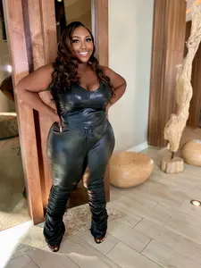 Street Babe Plus Size Faux Leather Stacked Pants