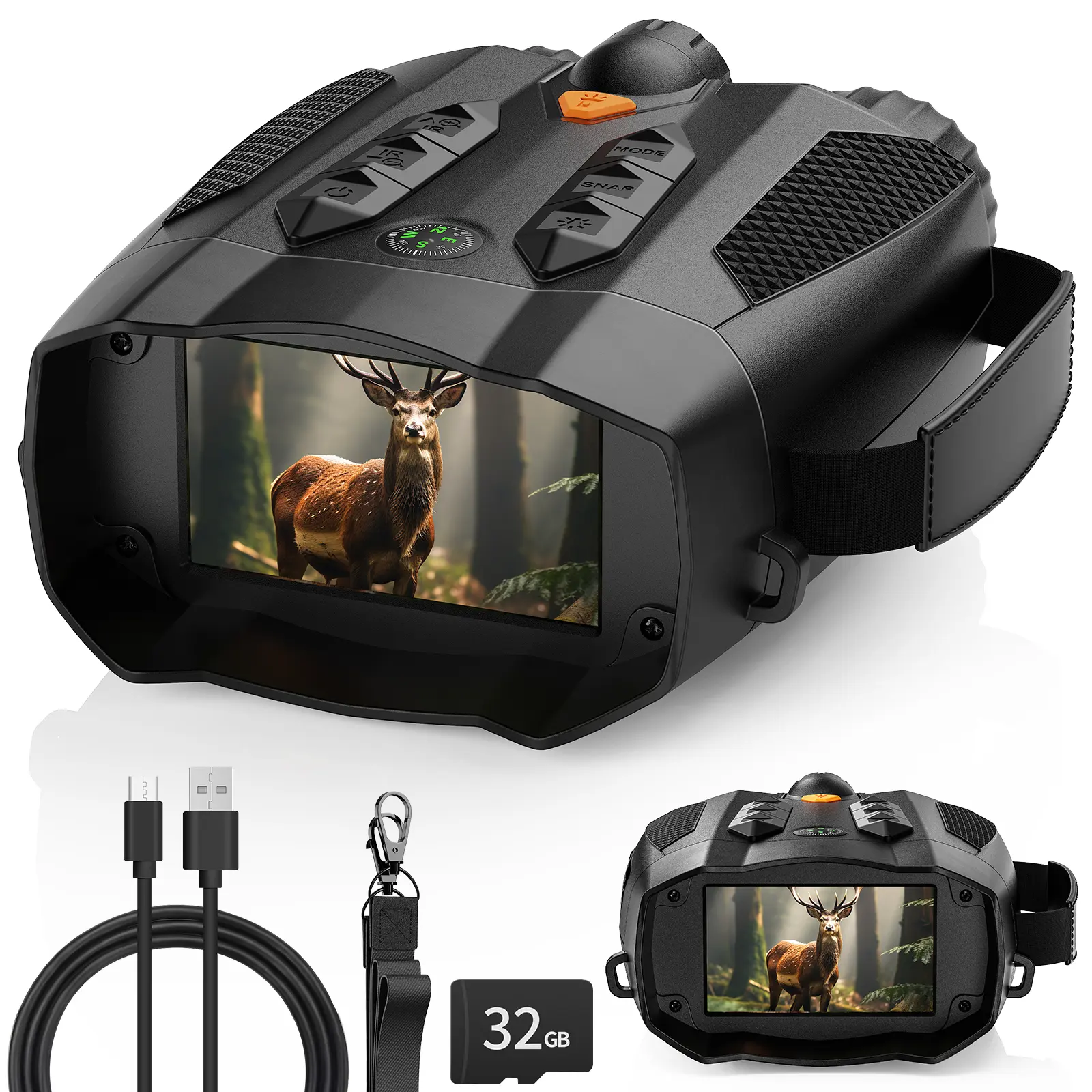 MINENER 4K Night Vision Binoculars With 32GB SD Card, Rechargeable,Cool Tech Gadgets for Camping/Boating, 10X, Camera Hight Definition Digital Electronic Gifts Wildlife Observation, Hunting Best Gifts for Men/Dad/Husband，summerwins