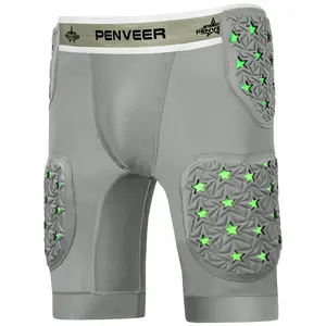 Men's 5-Pad Two Tone Football Girdle with Cup Pocket (Gray)