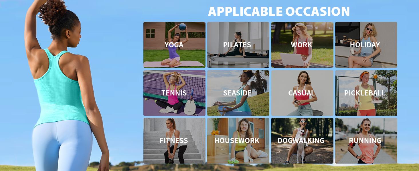 Attraco Ribbed Workout Tank Tops with Built in Bra for Women Tight Racerback Scoop Neck Athletic Top Attraco Ribbed Workout Tank Tops with Built in Bra for Women Tight Racerback Scoop Neck Athletic Top