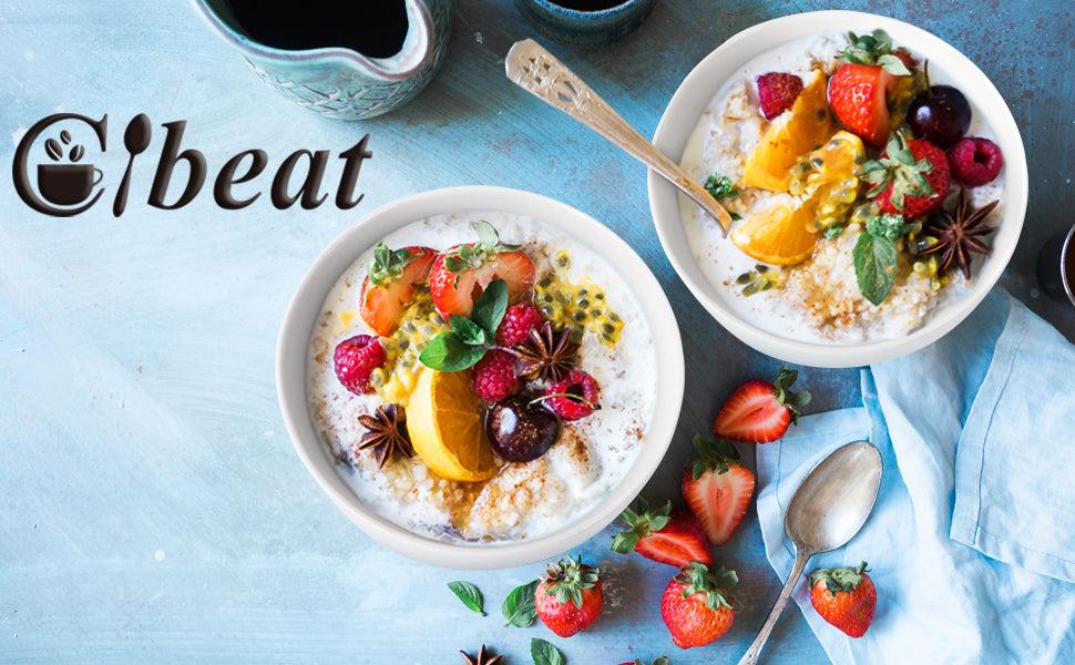 GARVEE 10 Ounce Porcelain Bowls Set 8 Pack Premium White Ceramic Bowls for Cereal, Soup, Salad, Pasta, Prep, Rice, Ice cream, Microwave & Dishwasher Safe