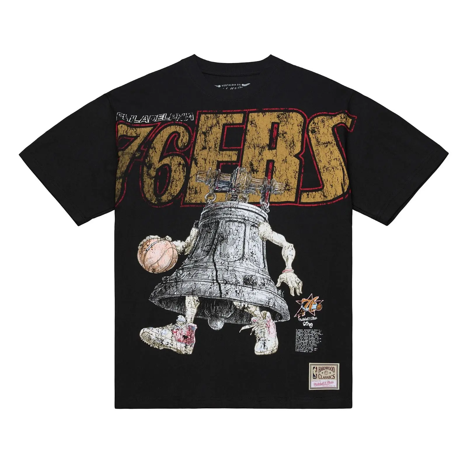 Philadelphia 76ers M&N x LRG Black Wild Art T-Shirt NBA Throwback Tee Graphic Vintage Fan Gear Mitchell & Ness