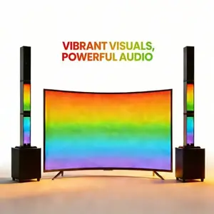 Wireless Tower Speaker With Subwoofer, Detachable Soundbars & RGB Lights, 45W 2.1 Channel Home Audio System, Optical/RCA/USB/AUX Inputs, TWS PA System For TV/PC/Party