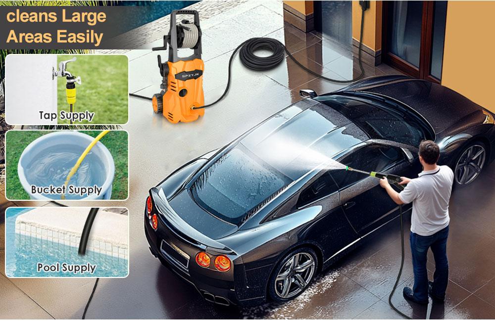 Electric Pressure Washer, High Pressure Portable Power Washer - Electric Washer With Upgraded Soap Tank, High Pressure Cleaning Machine with Foam Cannon for Cars/Fences/Driveways/Patios/Home Cleaning