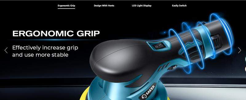 Saker Cordless Automotive Buffering Polisher - 6-inch portable polishing waxing machine kit for automotive details