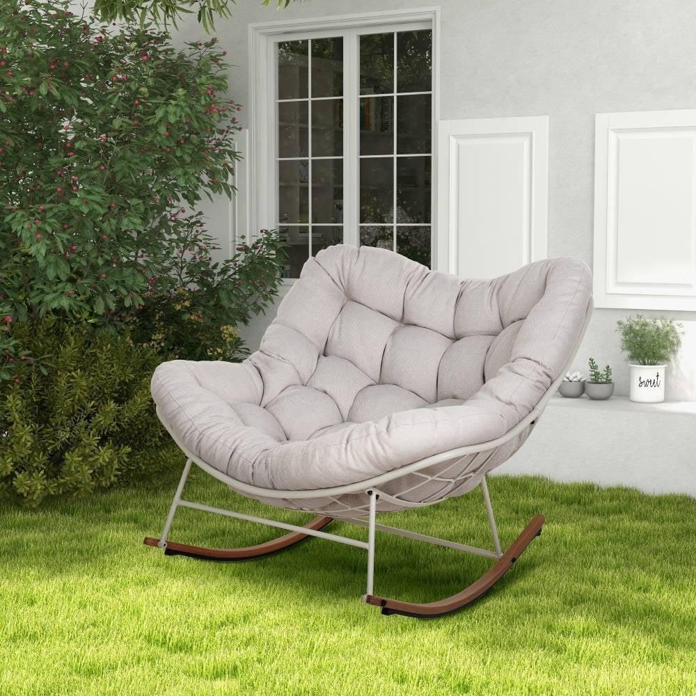 Indoor & Outdoor Royal Rocking Chair – Soft Padded Cushion & Sturdy Steel Frame for Ultimate Comfort & Relaxation