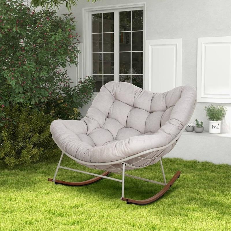 Indoor & Outdoor Royal Rocking Chair – Soft Padded Cushion & Sturdy Steel Frame for Ultimate Comfort & Relaxation