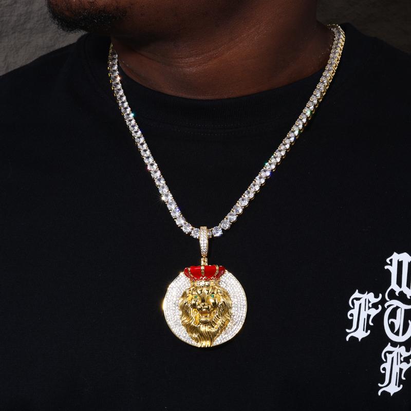 【#P684】Crown Lion Pendant UCCIYO S925 Sterling Silver Synthetic Moissanite Pendant Necklace for Women Men Hip Hop Jewelry Gift