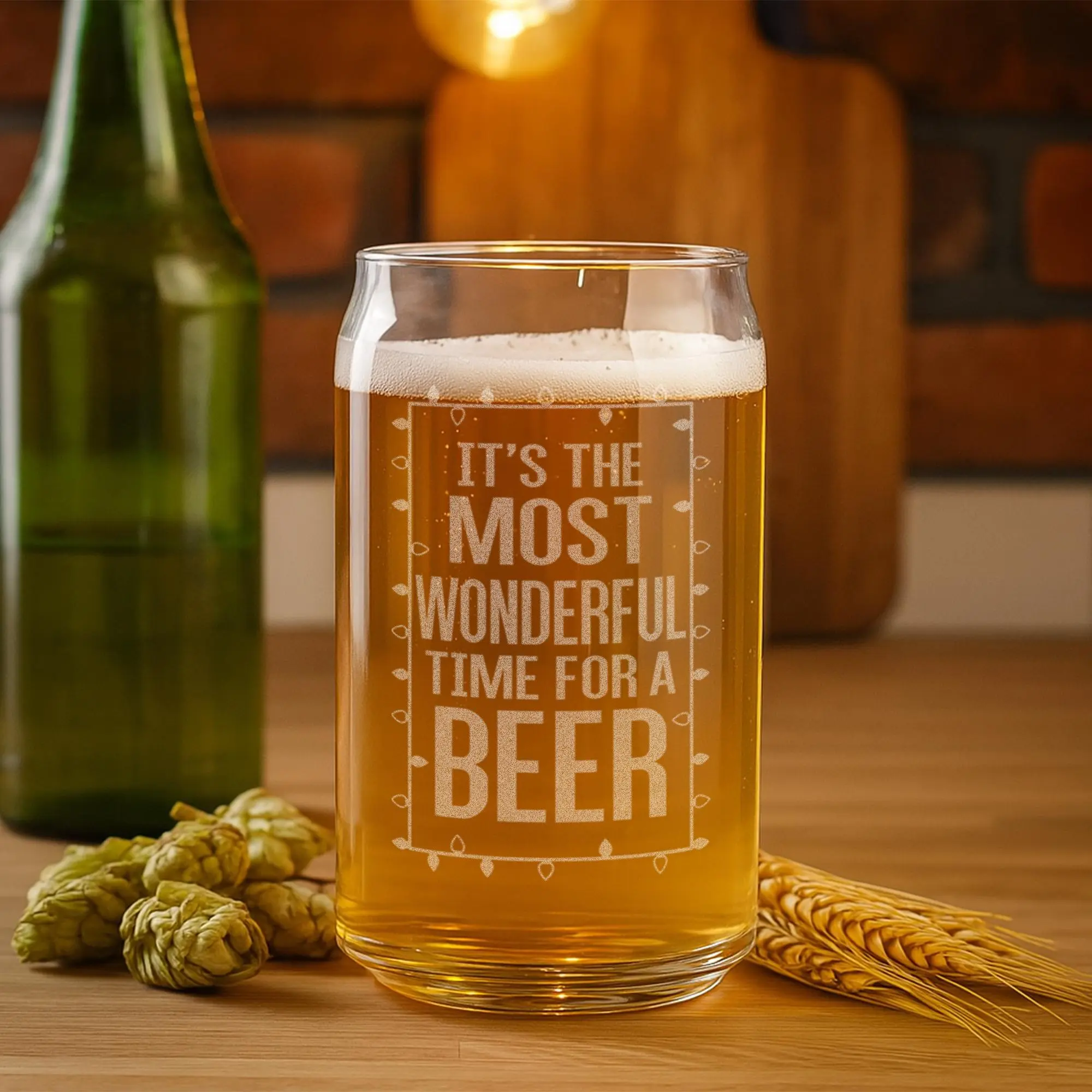 Funny Christmas Beer Can Glass – Most Wonderful Time for a Beer Gift for Men