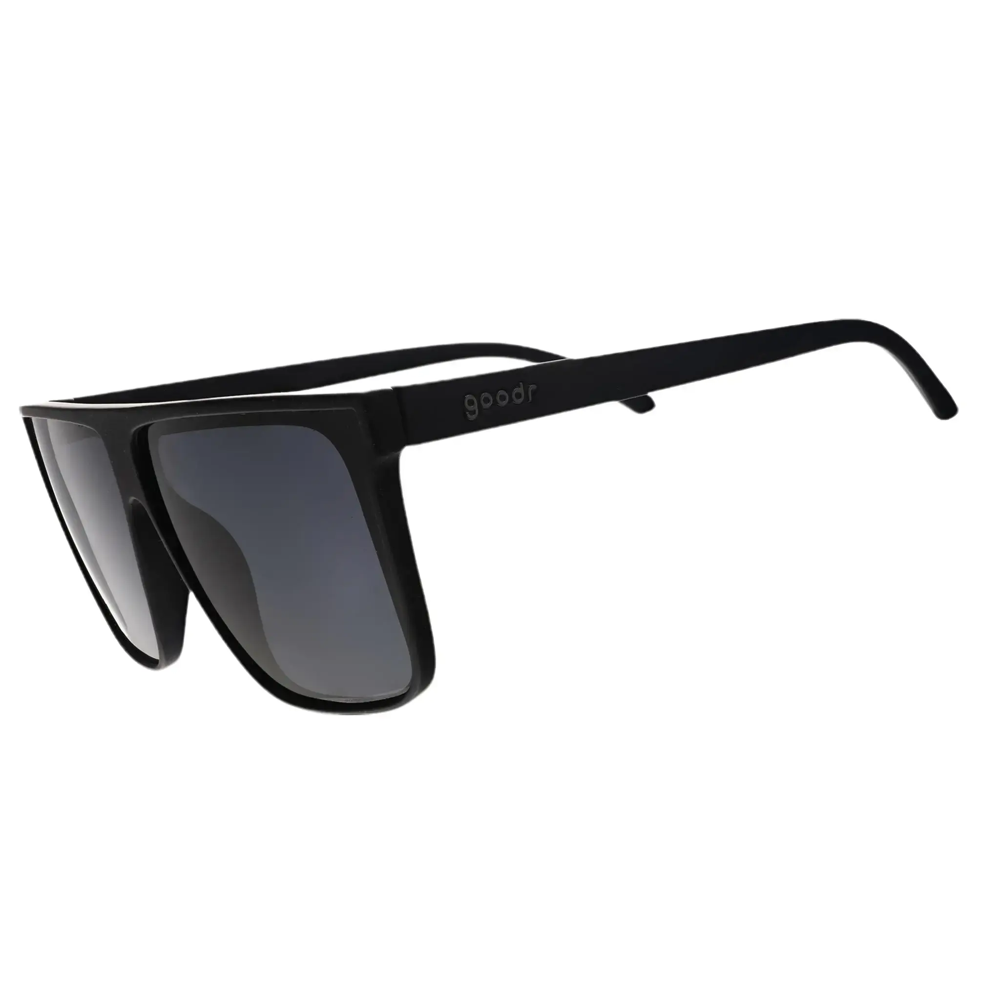 goodr Fashion Week Drop Out Large Size (Fly G) Solid Black Frame with Black Lens, UV400, No Slip No Bounce No Tangle