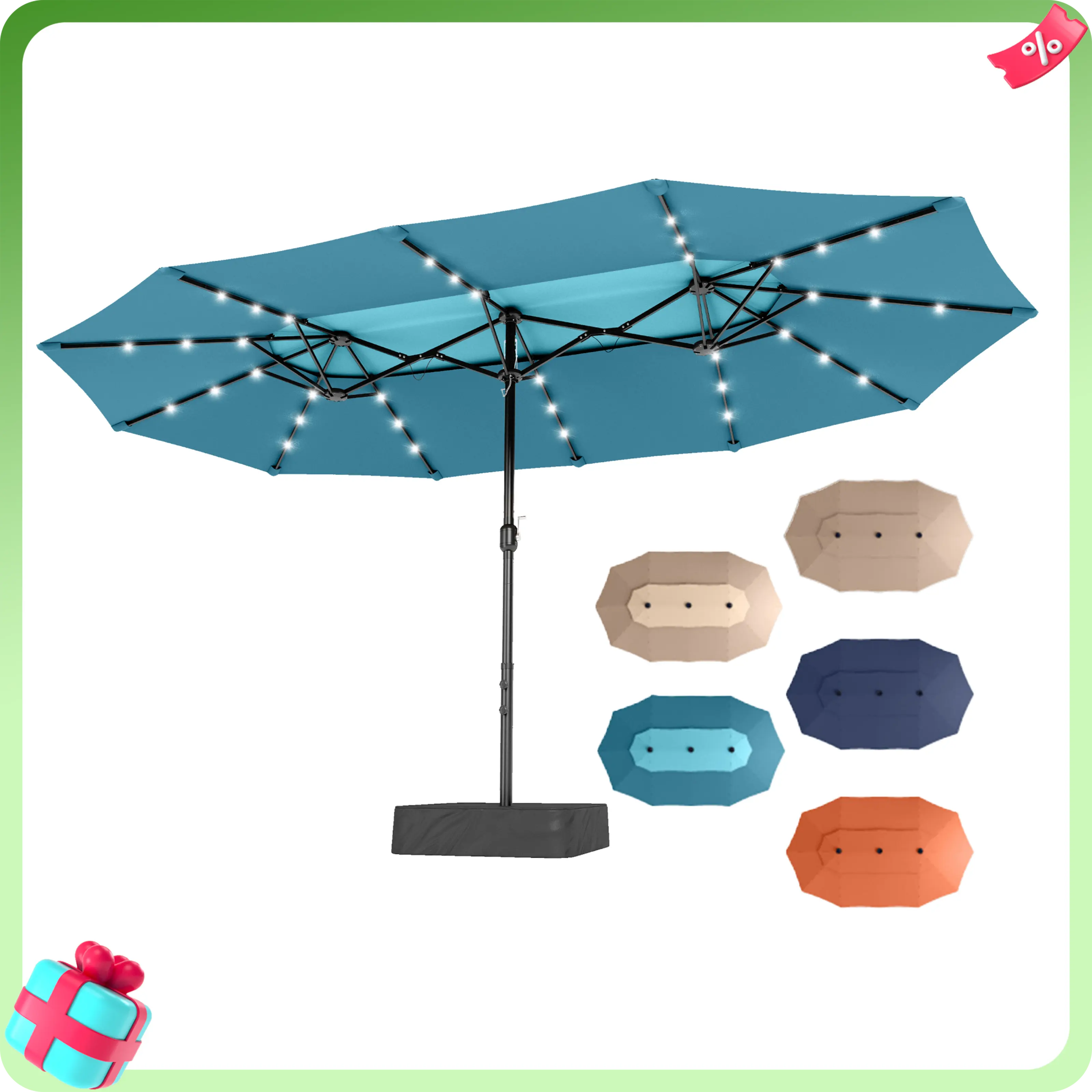 15 ft round patio umbrella Sophia & William 15FT Outdoor Extra Large Double-Sided Garden Umbrella with Crank Handle Navy Blue sunny day will be yours to cherish with a polyester canopy that provides UV 50 protection Steel Triple Vent Market Patio