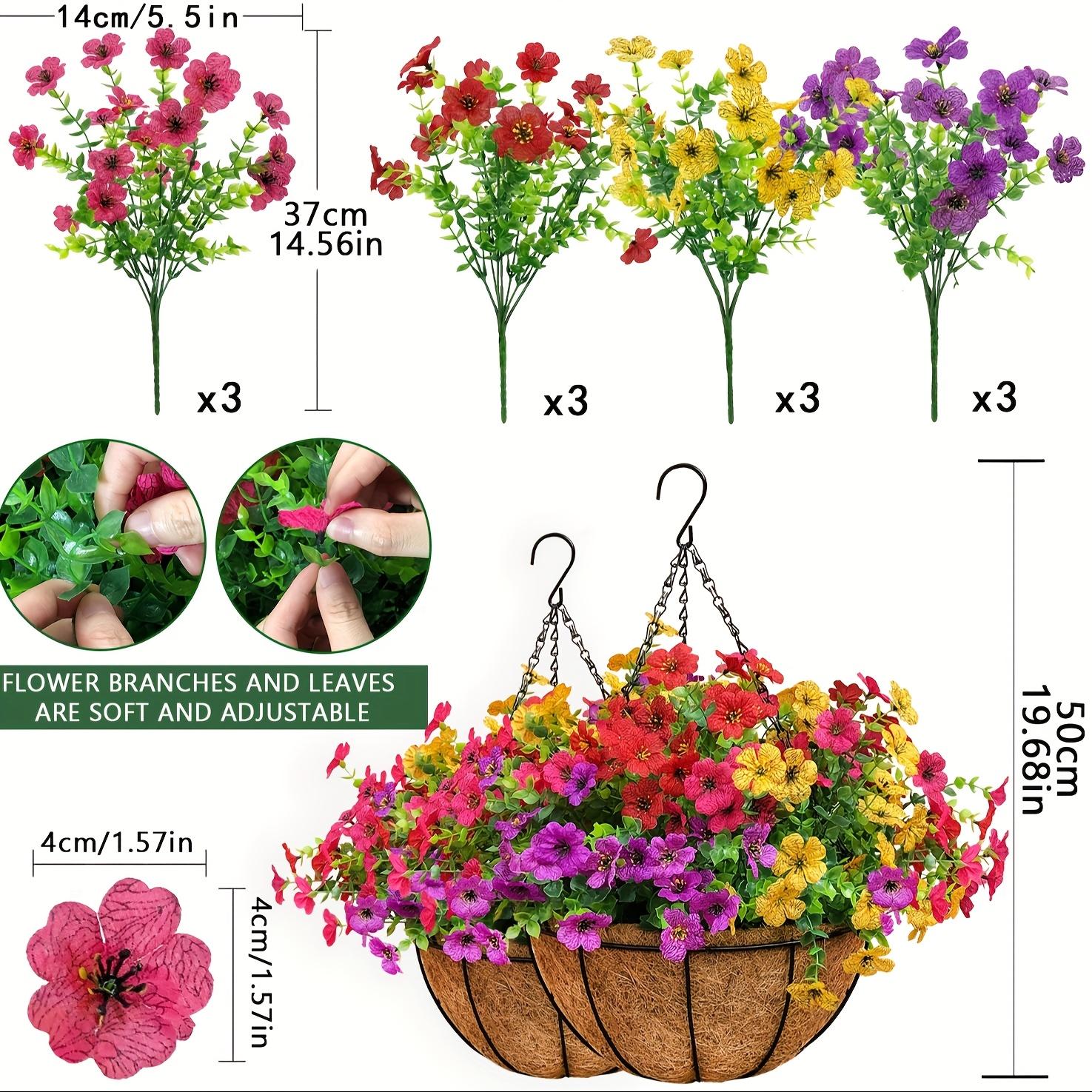 2pcs Artificial Hanging Flowers Baskets with 24 Realistic Daisies & Eucalyptus - UV-Resistant Outdoor/Indoor Decor for Porch, Patio, Balcony, Yard - Includes Hanging Baskets & Greenery