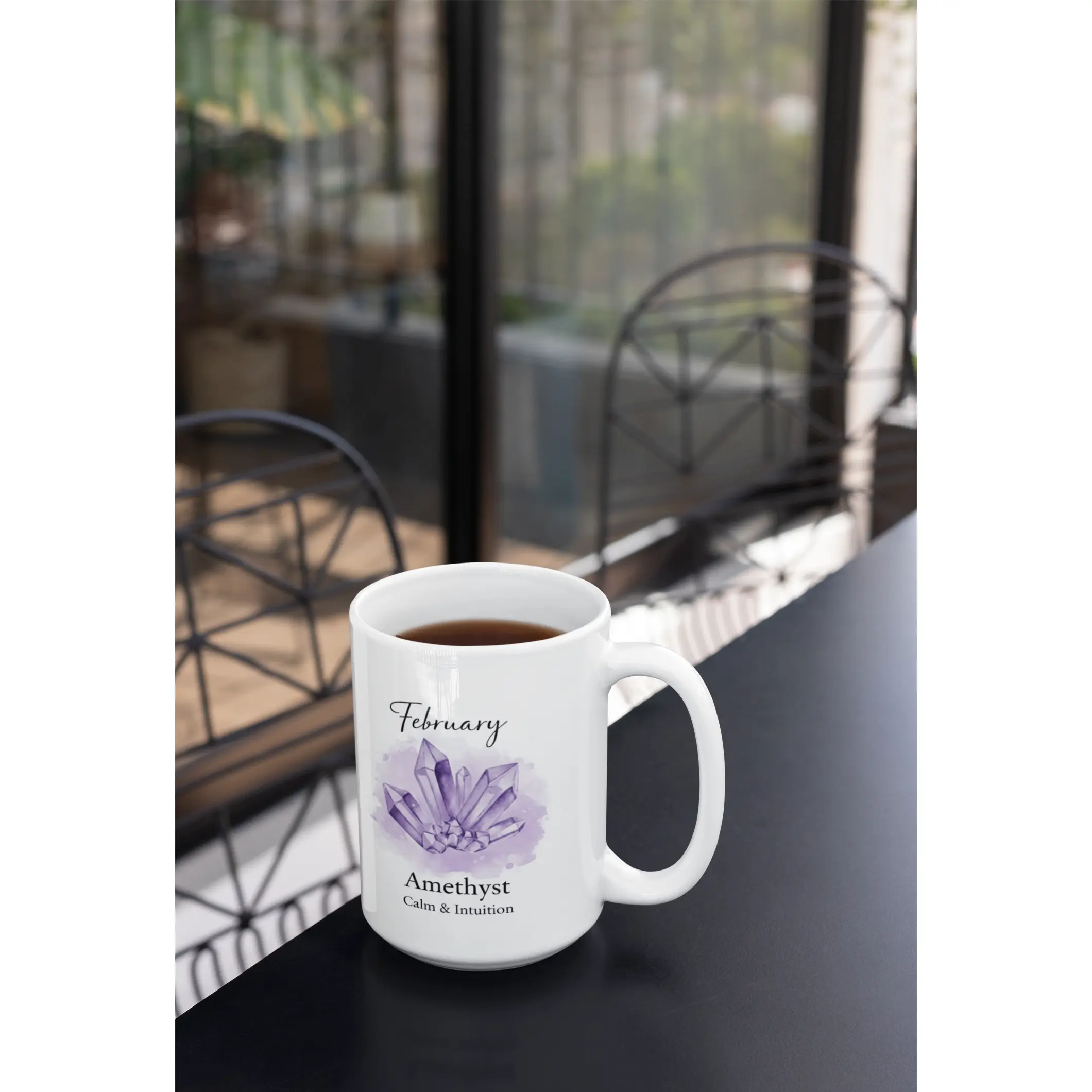 February Amethyst Birthstone Mug 15oz | Zodiac Birthday Coffee Cup