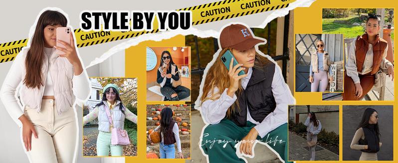 YeeZaa Women's Cropped Puffer Vest Zip Up Stand Collar 2025 TikTokShopHolidayHaul Christmas Sleeveless Padded Outerwear with Pockets Black Brown Green Tops