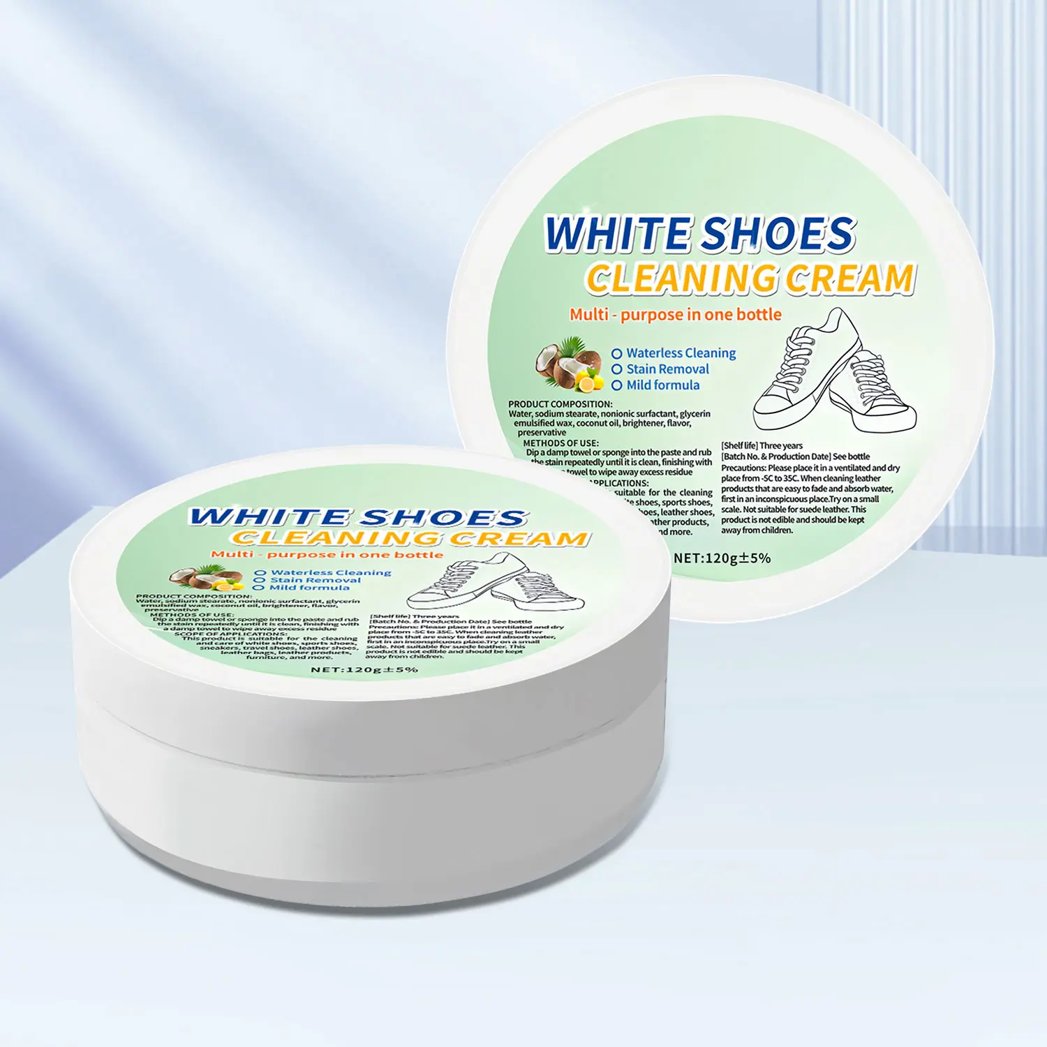 Multi-Purpose White Shoes Cleaning Cream - Sneaker Stain Remover, Fast Stain Removal, Easy to Use, No Water Needed, Non-Damaging for Leather Furniture, Tiles (Home Improvement Cleaning Tool)