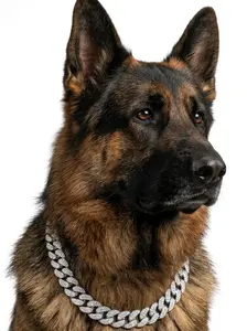 Gold Sliver Dog Chain Collars with Rhinestone，Sparkly Diamond Metal Cuban Link Dog Collars, Bling Glitter Dog Necklace for Small Medium Large Pet Dogs CatS