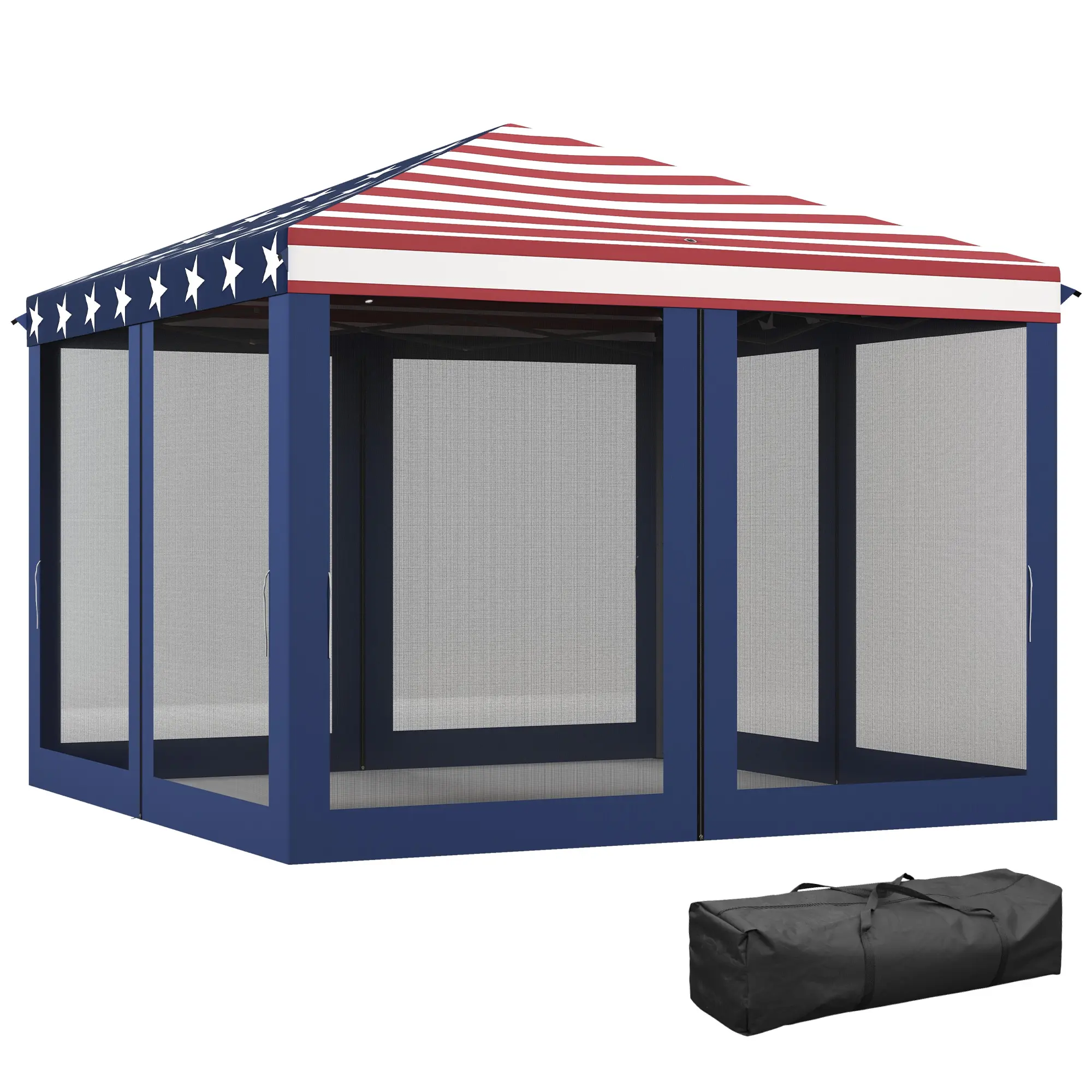 Outsunny 10'x10' Pop Up Gazebo with Mesh Netting, Height-Adjustable Portable Sunshade Canopy for Outdoors, Tailgating & Parties