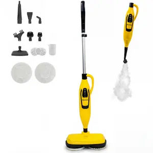 Steambot Multi-Function Handheld Electric Steam Mop and Cleaner, All-in-One Lightweight Detachable High-Pressure Steamer for Houses、Walls、Hard Floors、Cars、Tile Grout、Grease & Sticky Messes ,With 2 Dirt Grip Soft Scrub Pads, XL Water Tank, Swivel Steering