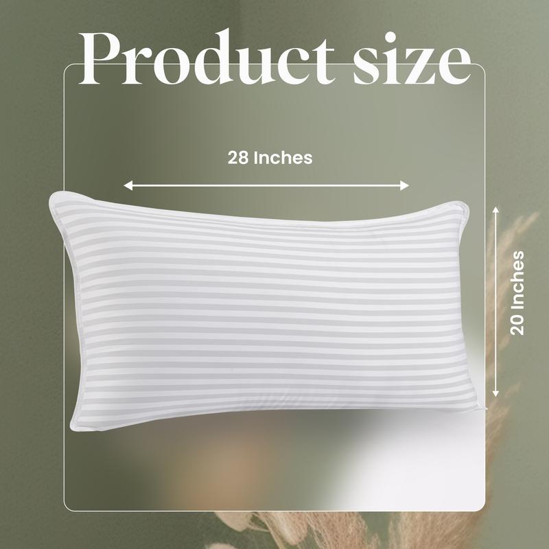 【New Year Deal】Utopia Bedding Premium Striped Bed Pillows for Back Stomach & Side Sleepers - Polycotton Soft Breathable Covers, No-Shift Construction, White, Pack of 2 - Polyester - Supportive Memory Foam