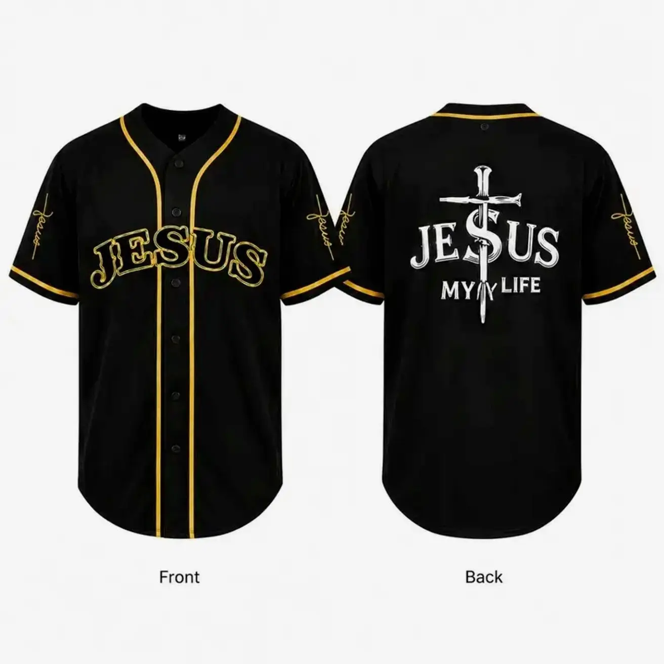 Unisex Vintage Faith Cross Baseball Jersey, Christian Graphic Button-Up Shirt for Streetwear