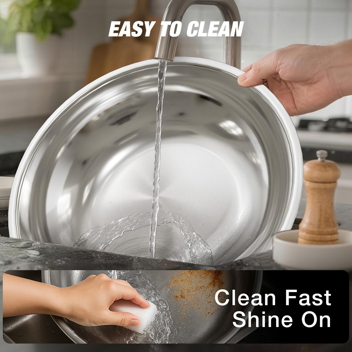 WARMOUNTS 5QT Elegant Gold Chafing Dish - Round Stainless Steel Buffet Warmers with Cut-Resistant Rims & Lid Holder for Wedding Catering & Party&Holiday Feasts Events